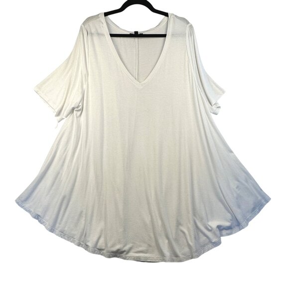 Lane Bryant White Semi Sheer Blouse Plus Size V-Neck Flowy Tunic Top 22/24 Boho - Picture 2 of 12